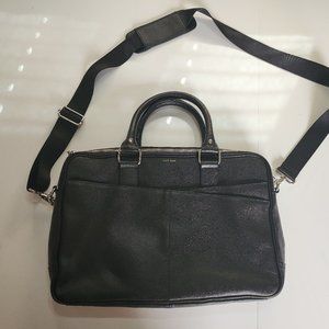 COLE HAAN Pebbled Black Leather American Airlines Laptop Briefcase Bag Carry On